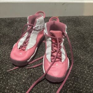 Air Jordan 6 Rings Big Kids BasketBall Shoes 323419-616 Coral Berry White